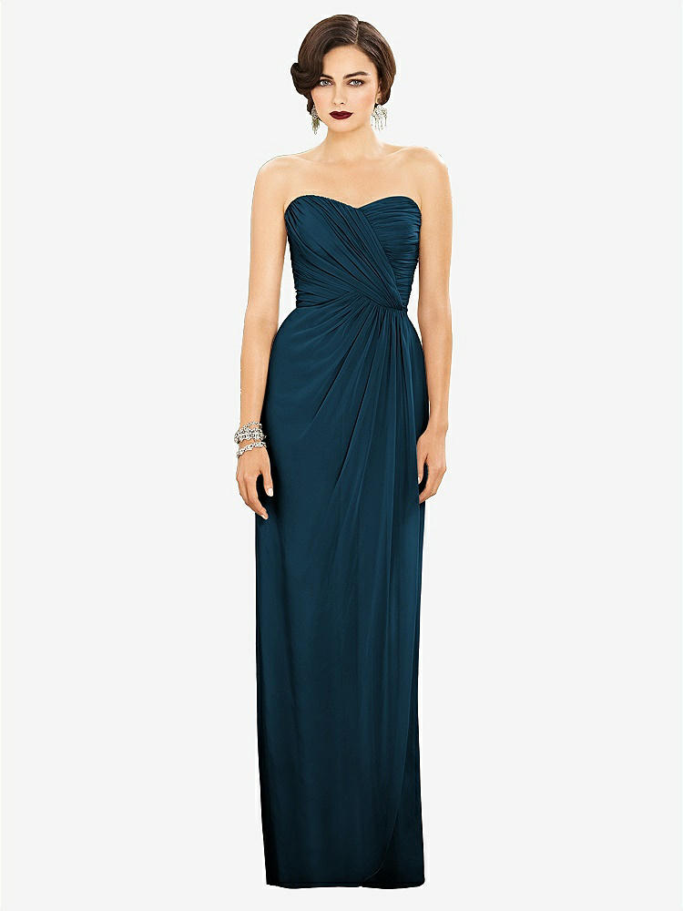 【STYLE: TH034】Strapless Draped Chiffon Maxi Dress - Lila【COLOR: Atlantic Blue】