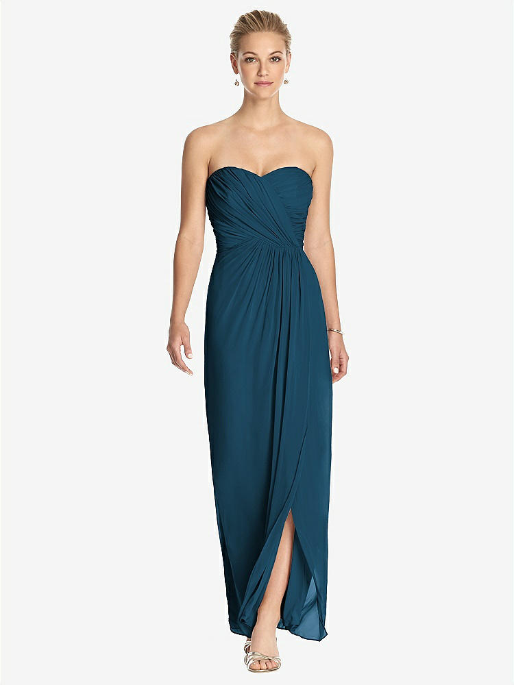 【STYLE: TH034】Strapless Draped Chiffon Maxi Dress - Lila【COLOR: Atlantic Blue】
