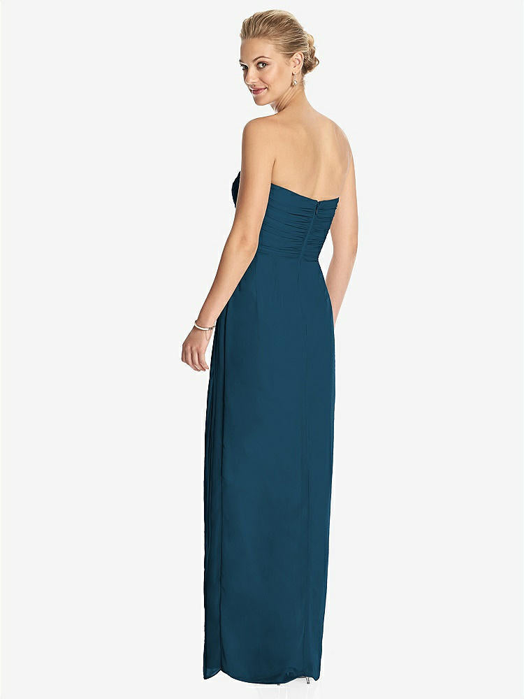 【STYLE: TH034】Strapless Draped Chiffon Maxi Dress - Lila【COLOR: Atlantic Blue】