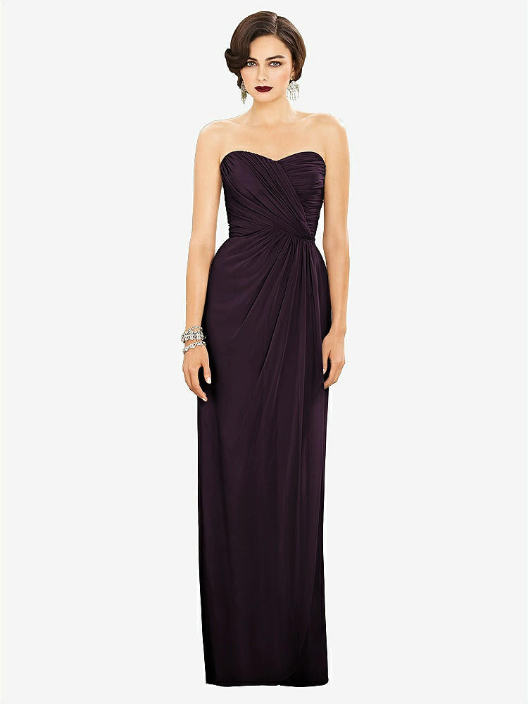 【STYLE: TH034】Strapless Draped Chiffon Maxi Dress - Lila【COLOR: Aubergine】