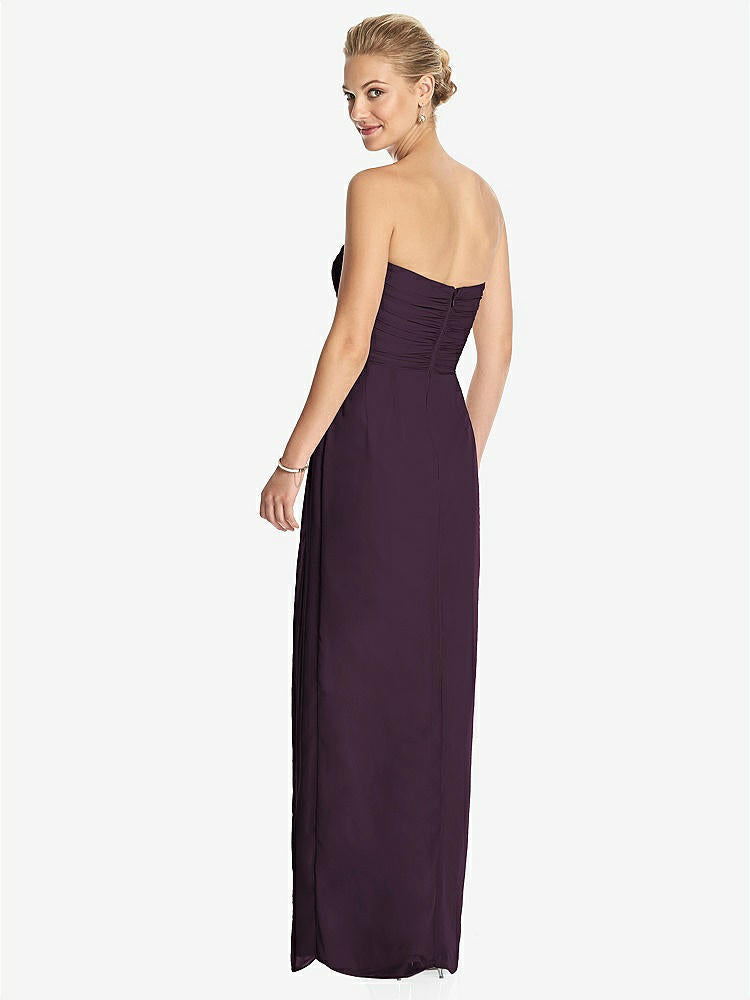 【STYLE: TH034】Strapless Draped Chiffon Maxi Dress - Lila【COLOR: Aubergine】