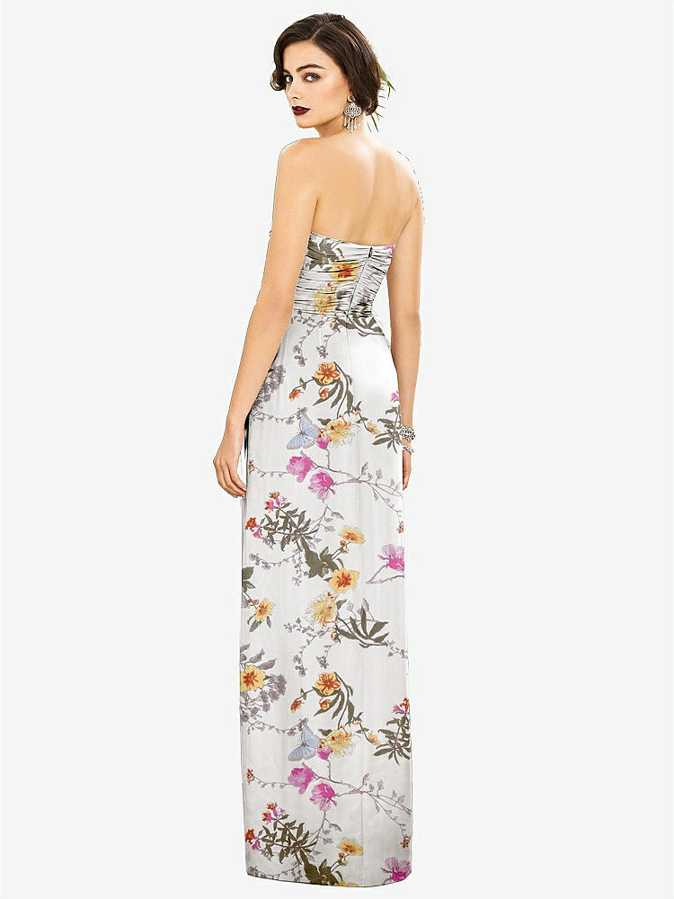 【STYLE: TH034】Strapless Draped Chiffon Maxi Dress - Lila【COLOR: Butterfly Botanica Ivory】