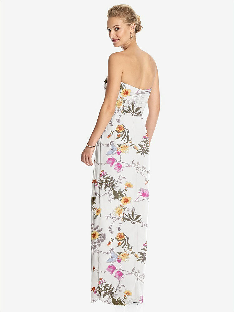 【STYLE: TH034】Strapless Draped Chiffon Maxi Dress - Lila【COLOR: Butterfly Botanica Ivory】