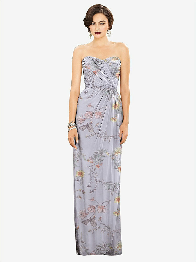 【STYLE: TH034】Strapless Draped Chiffon Maxi Dress - Lila【COLOR: Butterfly Botanica Silver Dove】