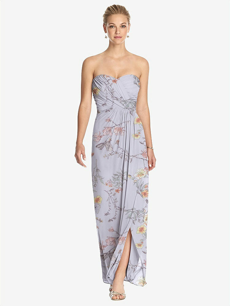 【STYLE: TH034】Strapless Draped Chiffon Maxi Dress - Lila【COLOR: Butterfly Botanica Silver Dove】