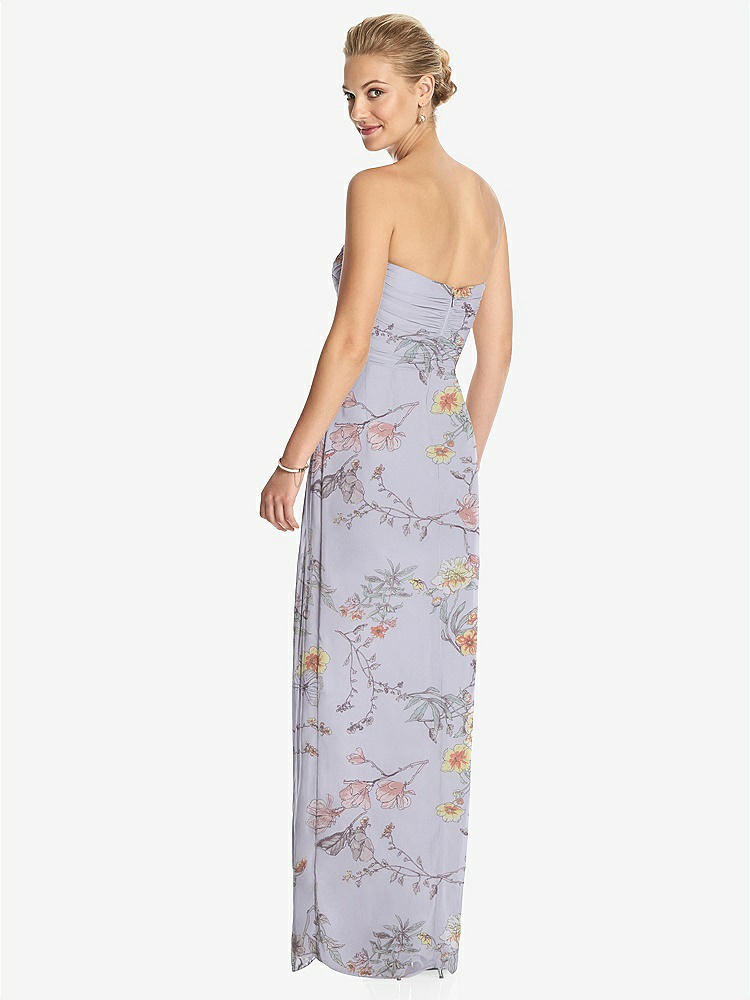 【STYLE: TH034】Strapless Draped Chiffon Maxi Dress - Lila【COLOR: Butterfly Botanica Silver Dove】