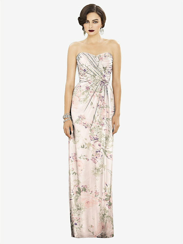 【NEW】【STYLE: TH034】ストラップレス ドレープ シフォン マキシ ドレス  -  リラ【COLOR: Blush Garden】【SIZE: 00-30W】