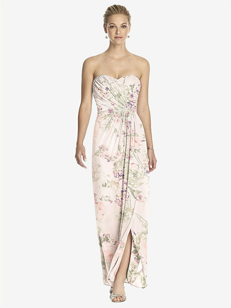 【NEW】【STYLE: TH034】ストラップレス ドレープ シフォン マキシ ドレス  -  リラ【COLOR: Blush Garden】【SIZE: 00-30W】