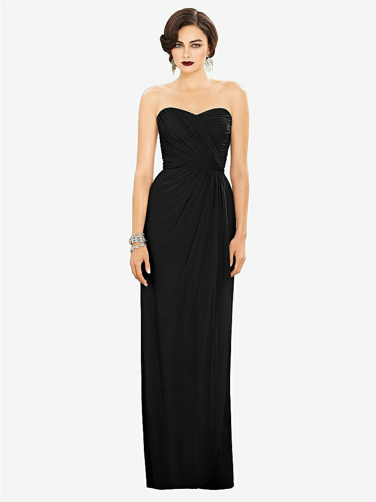 【STYLE: TH034】Strapless Draped Chiffon Maxi Dress - Lila【COLOR: Black】