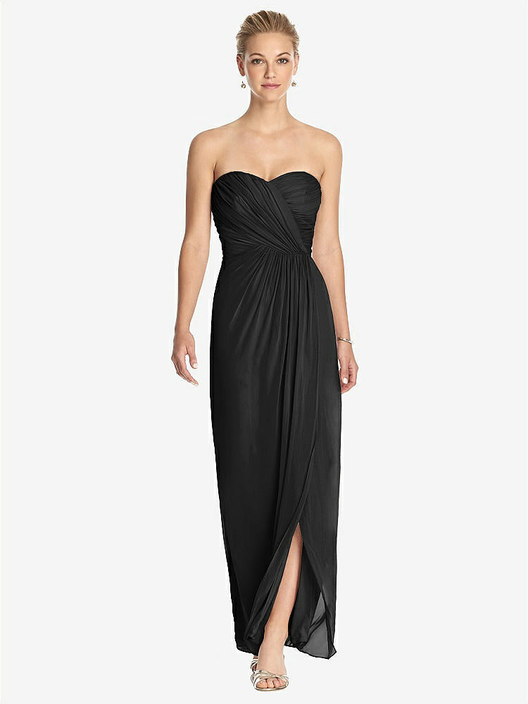 【STYLE: TH034】Strapless Draped Chiffon Maxi Dress - Lila【COLOR: Black】