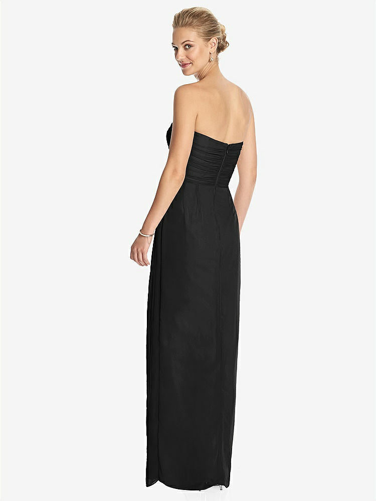 【STYLE: TH034】Strapless Draped Chiffon Maxi Dress - Lila【COLOR: Black】