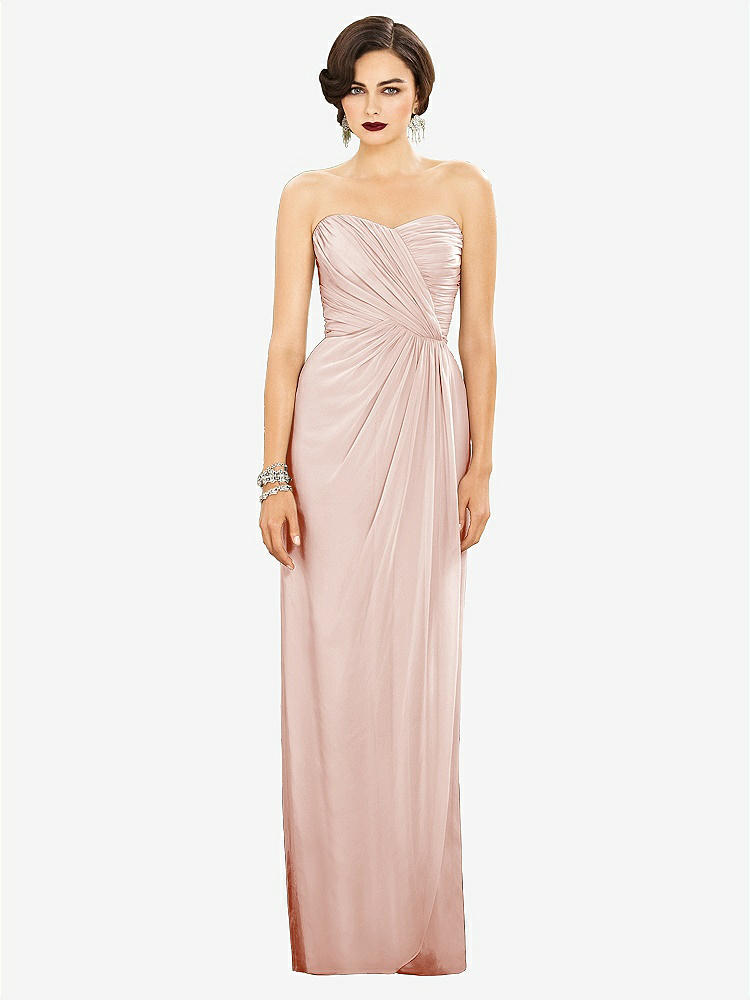 【STYLE: TH034】Strapless Draped Chiffon Maxi Dress - Lila【COLOR: Blush】