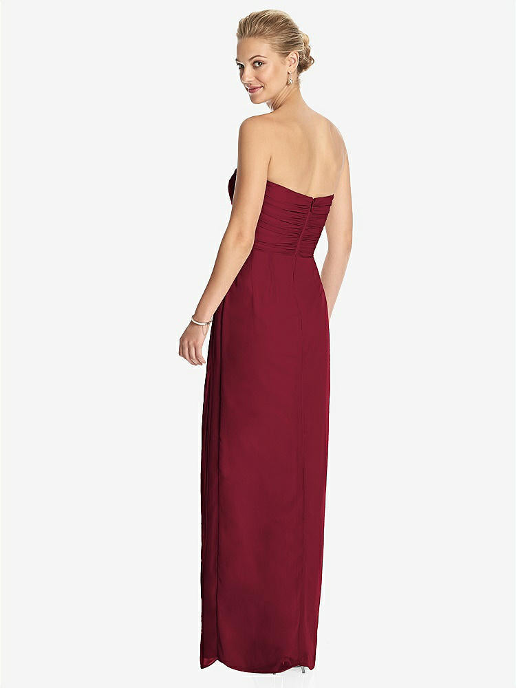 【NEW】【STYLE: TH034】ストラップレス ドレープ シフォン マキシ ドレス - リラ【COLOR: Burgundy】【SIZE: 00-30W】