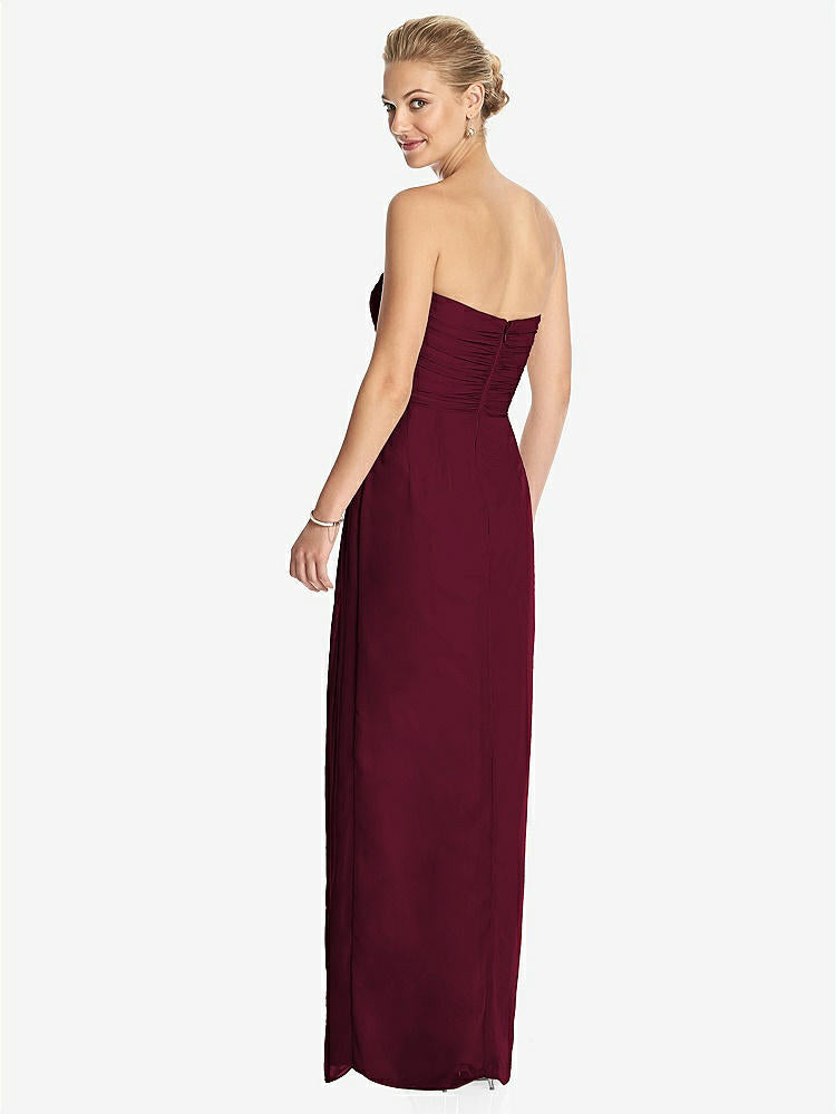 【NEW】【STYLE: TH034】ストラップレス ドレープ シフォン マキシ ドレス - リラ【COLOR: Cabernet】【SIZE: 00-30W】