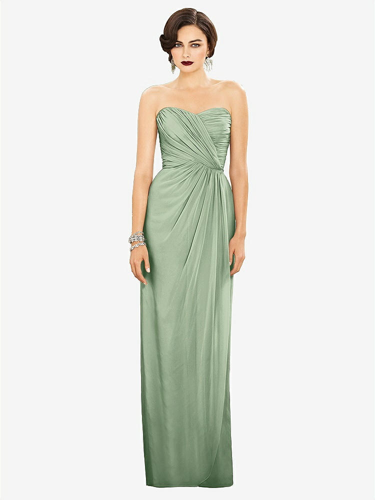 【STYLE: TH034】Strapless Draped Chiffon Maxi Dress - Lila【COLOR: Celadon】