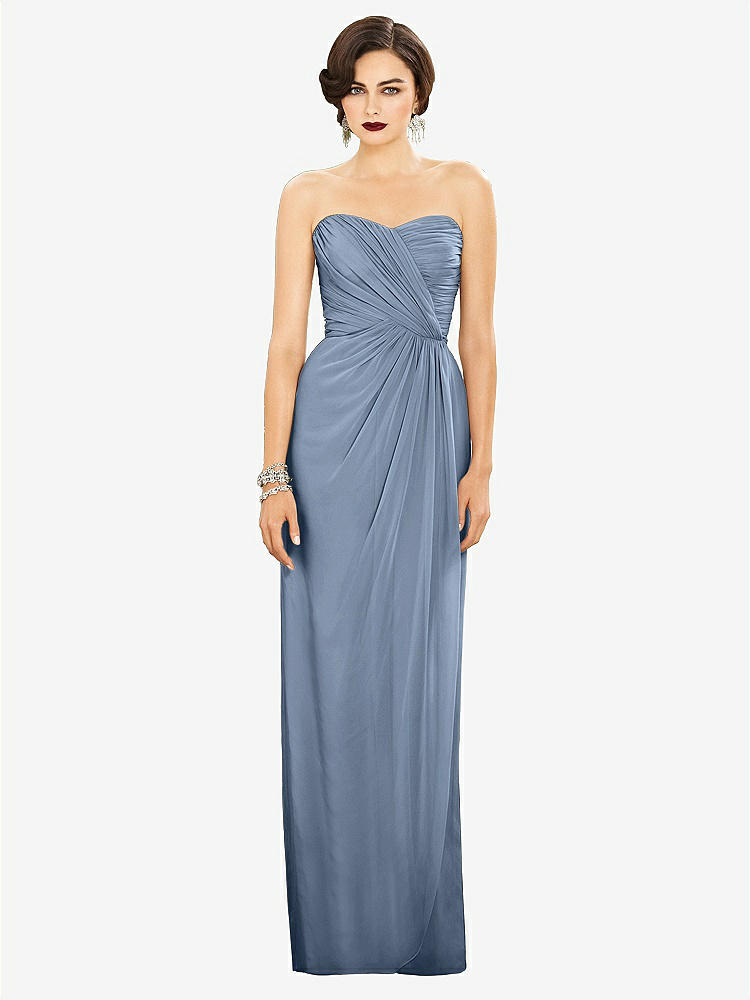 【STYLE: TH034】Strapless Draped Chiffon Maxi Dress - Lila【COLOR: Cloudy】