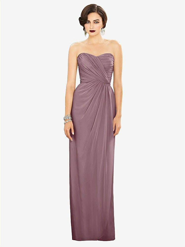 【STYLE: TH034】Strapless Draped Chiffon Maxi Dress - Lila【COLOR: Dusty Rose】