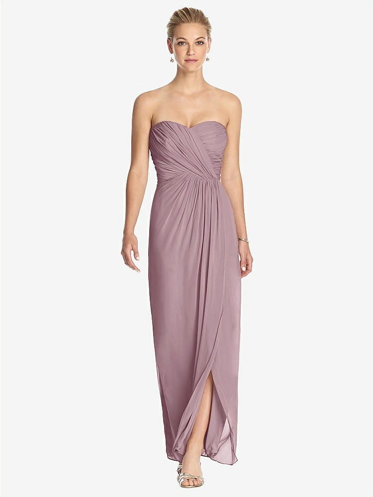 【STYLE: TH034】Strapless Draped Chiffon Maxi Dress - Lila【COLOR: Dusty Rose】