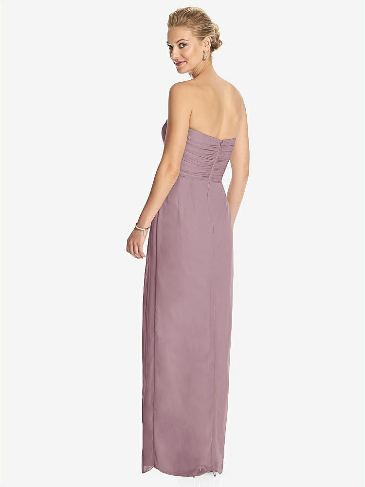【STYLE: TH034】Strapless Draped Chiffon Maxi Dress - Lila【COLOR: Dusty Rose】