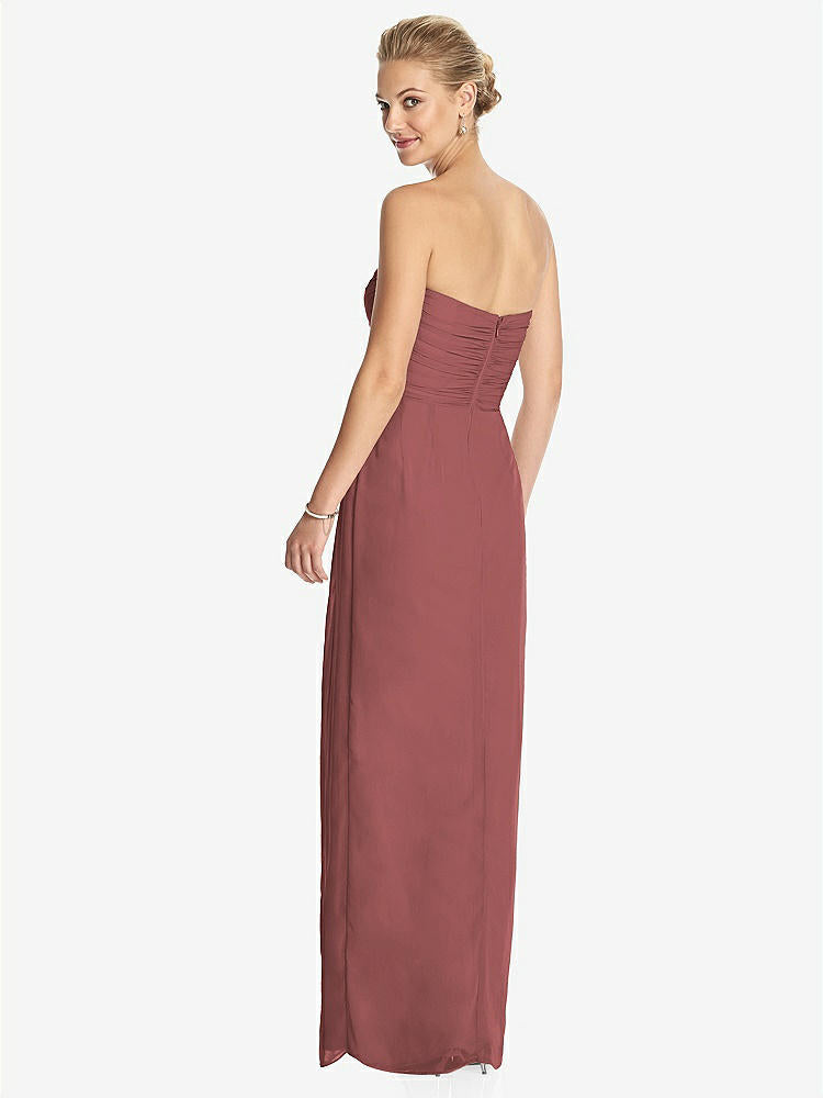 【STYLE: TH034】Strapless Draped Chiffon Maxi Dress - Lila【COLOR: English Rose】