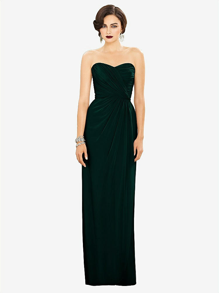【STYLE: TH034】Strapless Draped Chiffon Maxi Dress - Lila【COLOR: Evergreen】