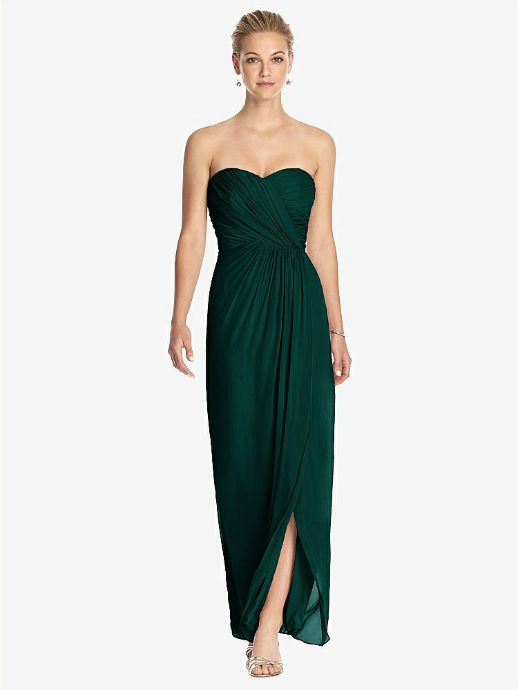 【STYLE: TH034】Strapless Draped Chiffon Maxi Dress - Lila【COLOR: Evergreen】
