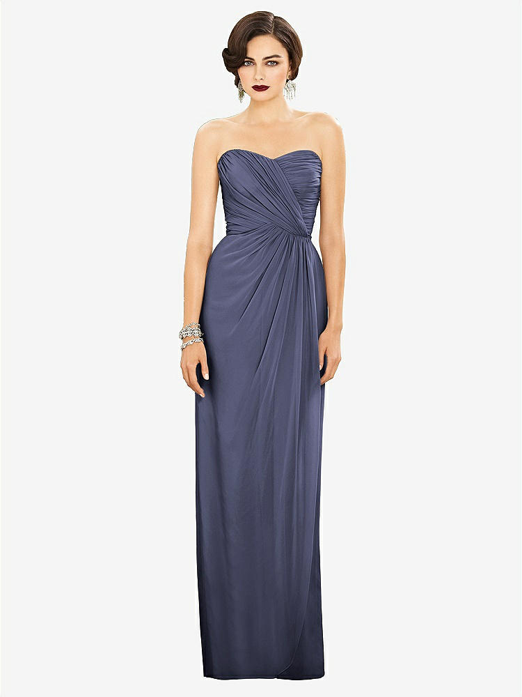 【STYLE: TH034】Strapless Draped Chiffon Maxi Dress - Lila【COLOR: French Blue】