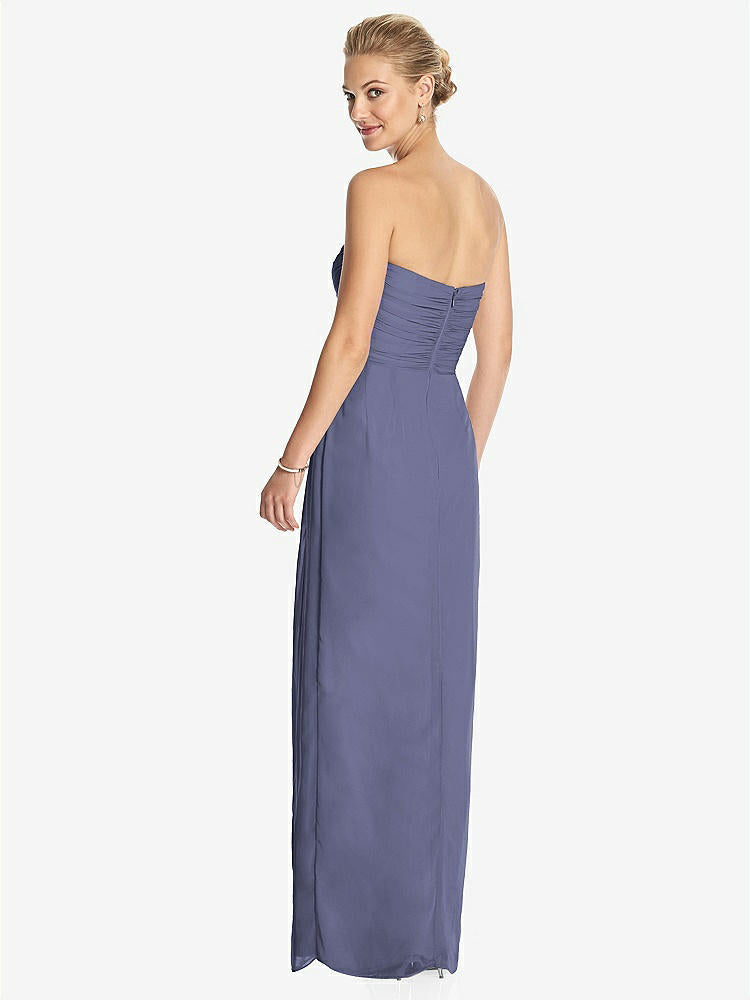 【STYLE: TH034】Strapless Draped Chiffon Maxi Dress - Lila【COLOR: French Blue】