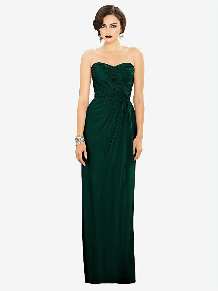 【STYLE: TH034】Strapless Draped Chiffon Maxi Dress - Lila【COLOR: Hunter Green】