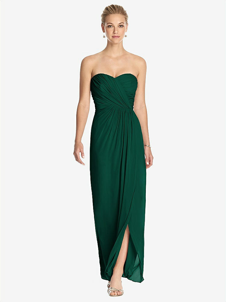 【STYLE: TH034】Strapless Draped Chiffon Maxi Dress - Lila【COLOR: Hunter Green】