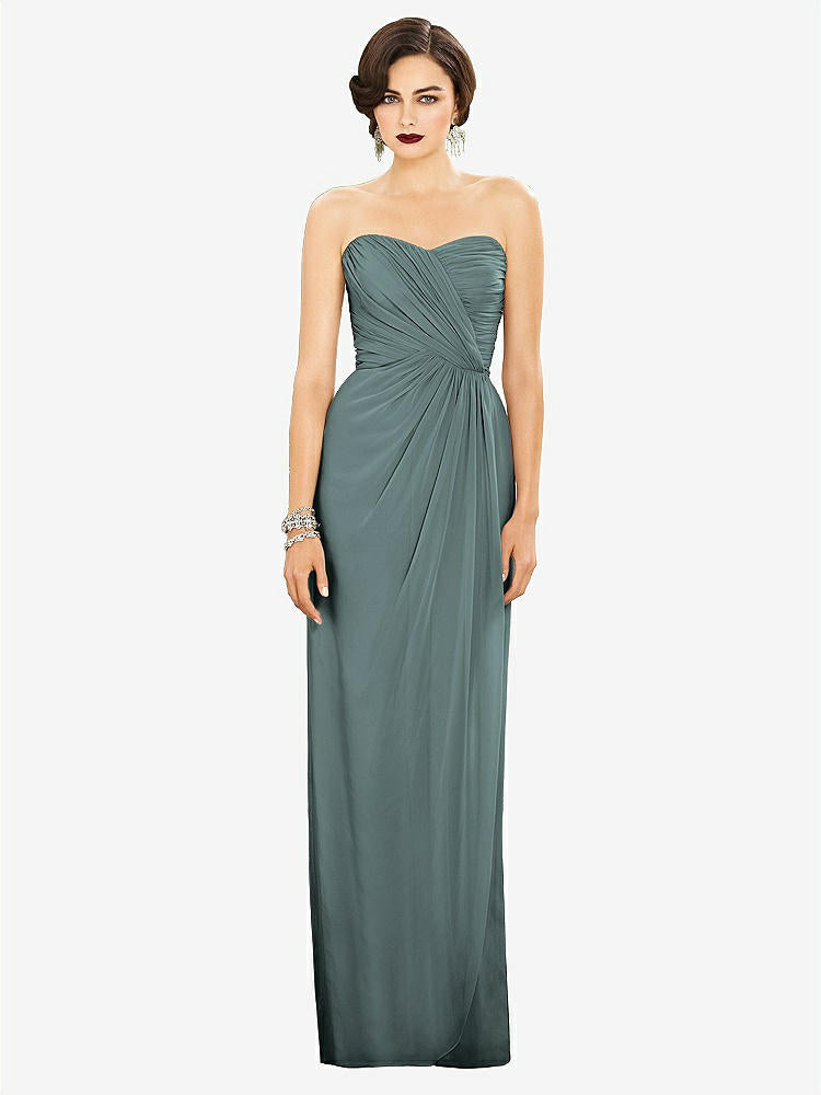 【STYLE: TH034】Strapless Draped Chiffon Maxi Dress - Lila【COLOR: Icelandic】