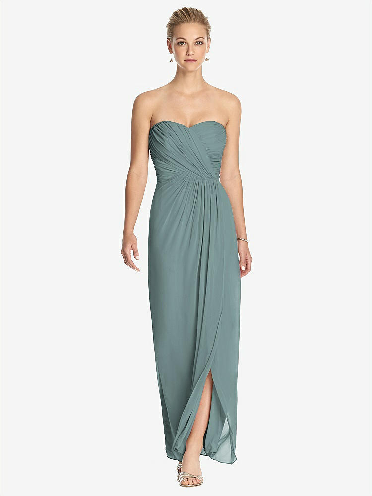 【STYLE: TH034】Strapless Draped Chiffon Maxi Dress - Lila【COLOR: Icelandic】