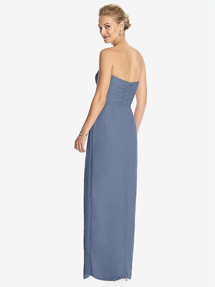 【STYLE: TH034】Strapless Draped Chiffon Maxi Dress - Lila【COLOR: Larkspur Blue】