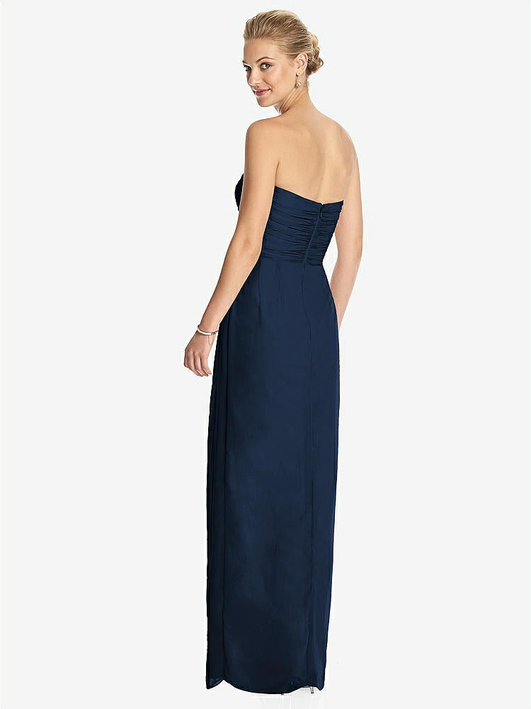 【STYLE: TH034】Strapless Draped Chiffon Maxi Dress - Lila【COLOR: Midnight Navy】