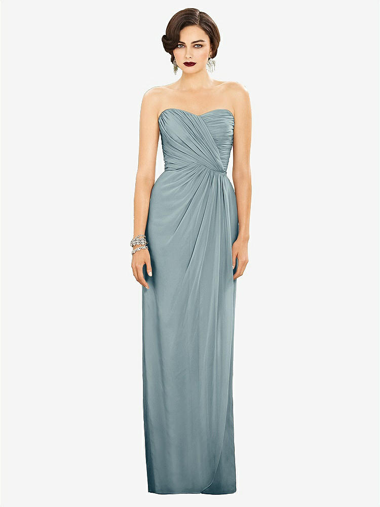 【STYLE: TH034】Strapless Draped Chiffon Maxi Dress - Lila【COLOR: Morning Sky】
