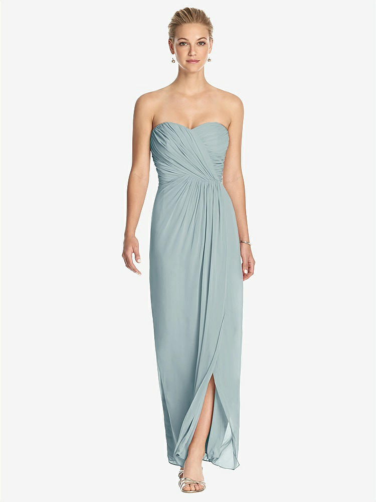 【STYLE: TH034】Strapless Draped Chiffon Maxi Dress - Lila【COLOR: Morning Sky】