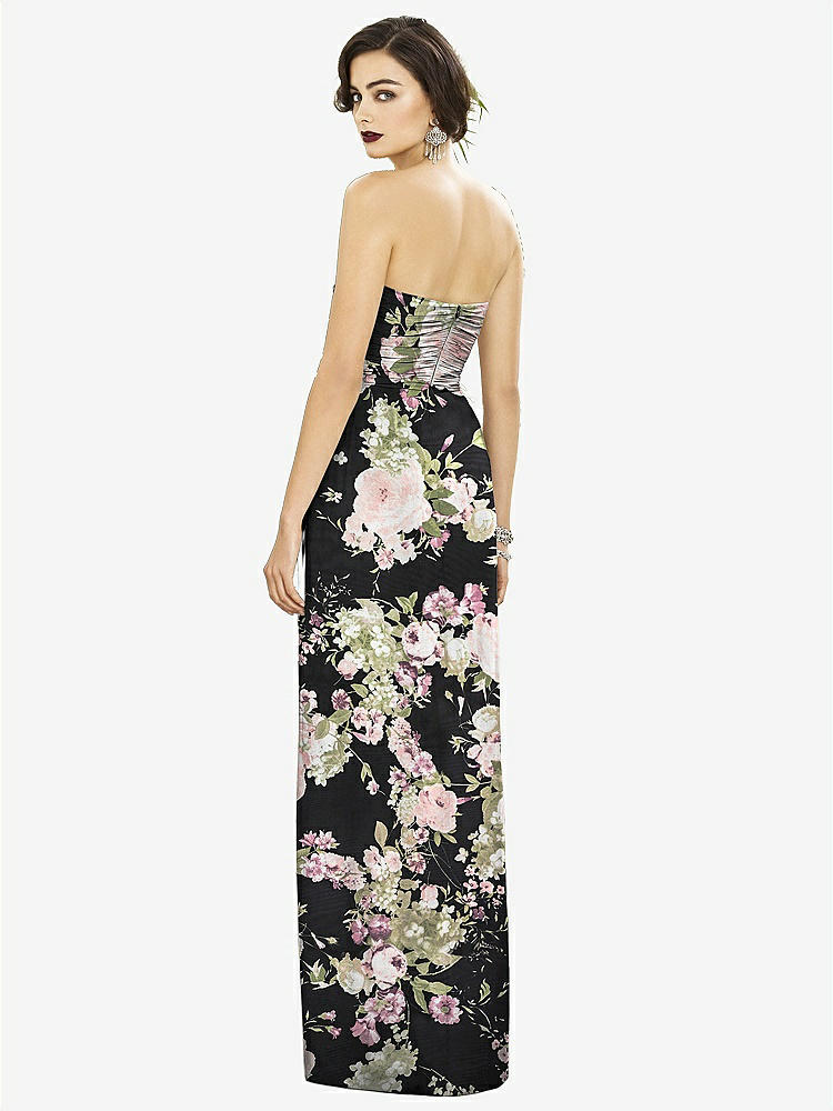 【NEW】【STYLE: TH034】ストラップレス ドレープ シフォン マキシ ドレス - リラ【COLOR: Noir Garden】【SIZE: 00-30W】