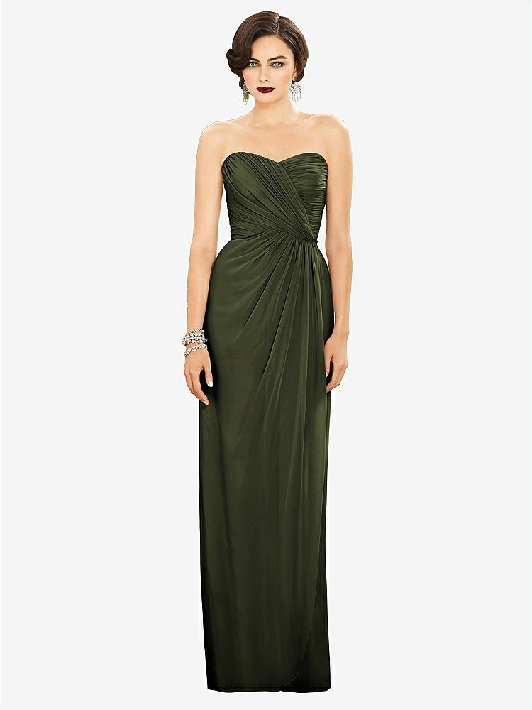 【STYLE: TH034】Strapless Draped Chiffon Maxi Dress - Lila【COLOR: Olive Green】