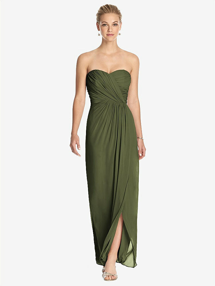 【STYLE: TH034】Strapless Draped Chiffon Maxi Dress - Lila【COLOR: Olive Green】