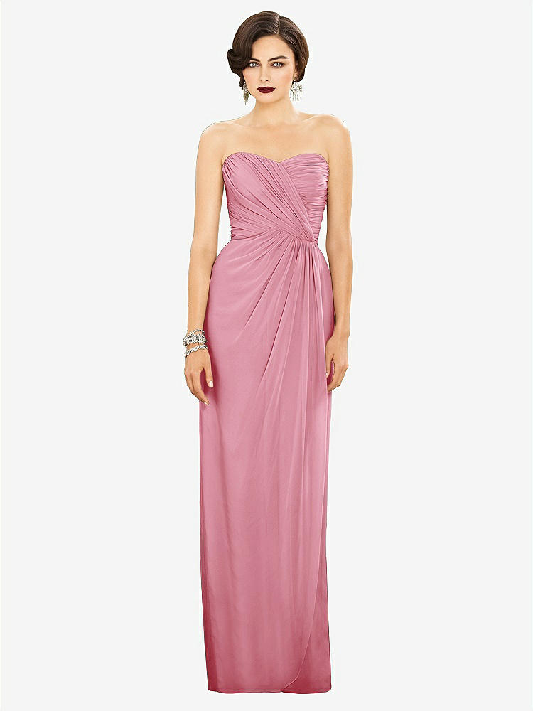 【STYLE: TH034】Strapless Draped Chiffon Maxi Dress - Lila【COLOR: Peony Pink】