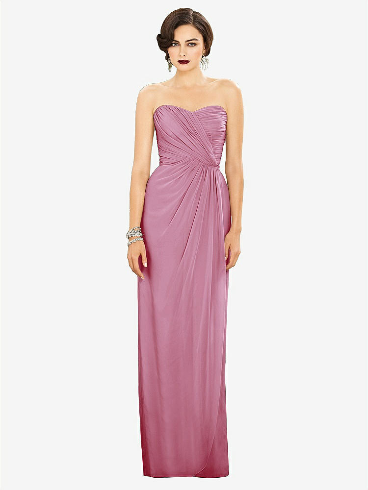 【STYLE: TH034】Strapless Draped Chiffon Maxi Dress - Lila【COLOR: Powder Pink】