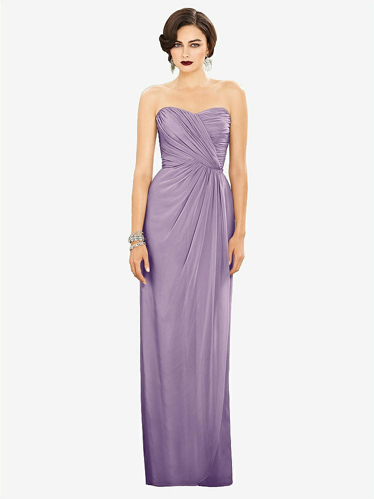 【STYLE: TH034】Strapless Draped Chiffon Maxi Dress - Lila【COLOR: Pale Purple】