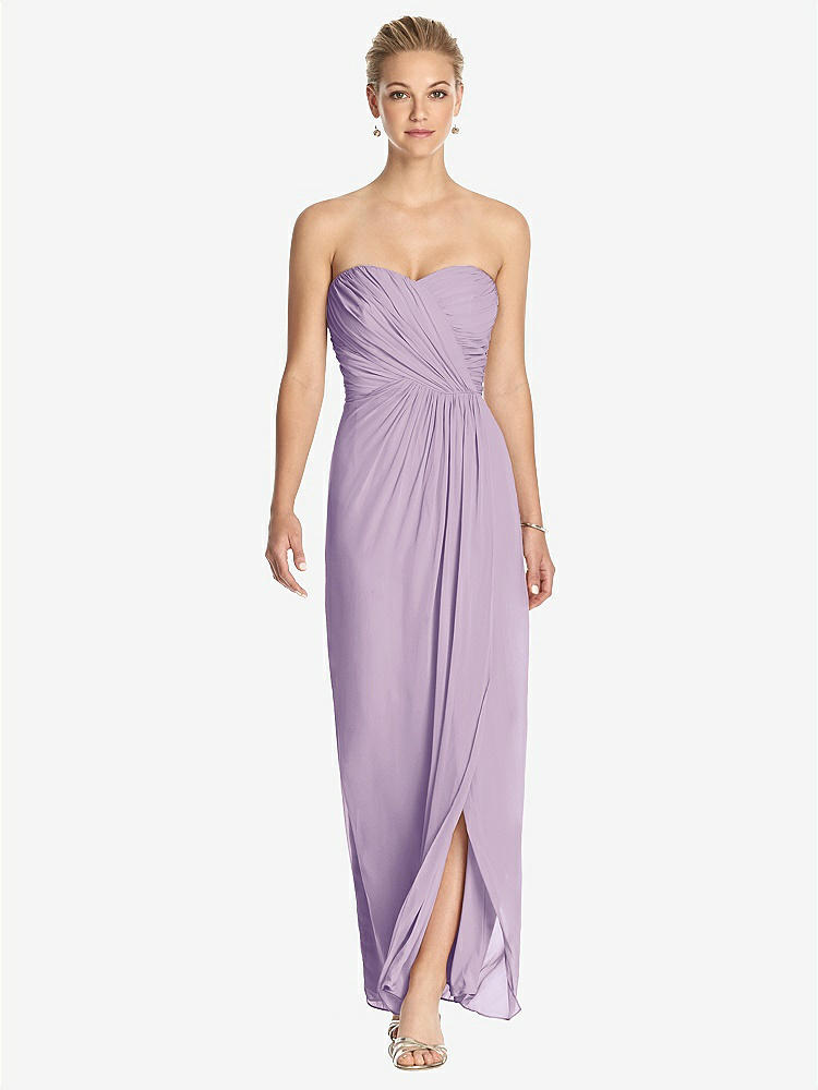 【STYLE: TH034】Strapless Draped Chiffon Maxi Dress - Lila【COLOR: Pale Purple】