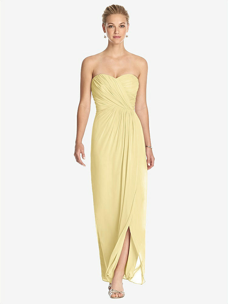 【STYLE: TH034】Strapless Draped Chiffon Maxi Dress - Lila【COLOR: Pale Yellow】