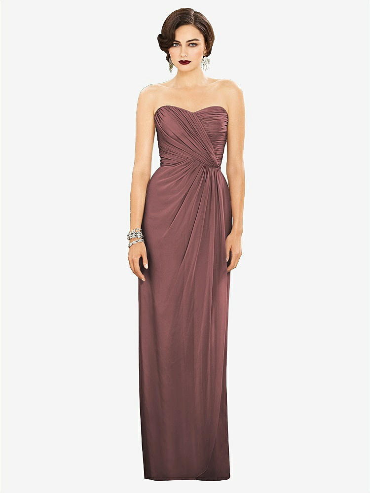 【STYLE: TH034】Strapless Draped Chiffon Maxi Dress - Lila【COLOR: Rosewood】