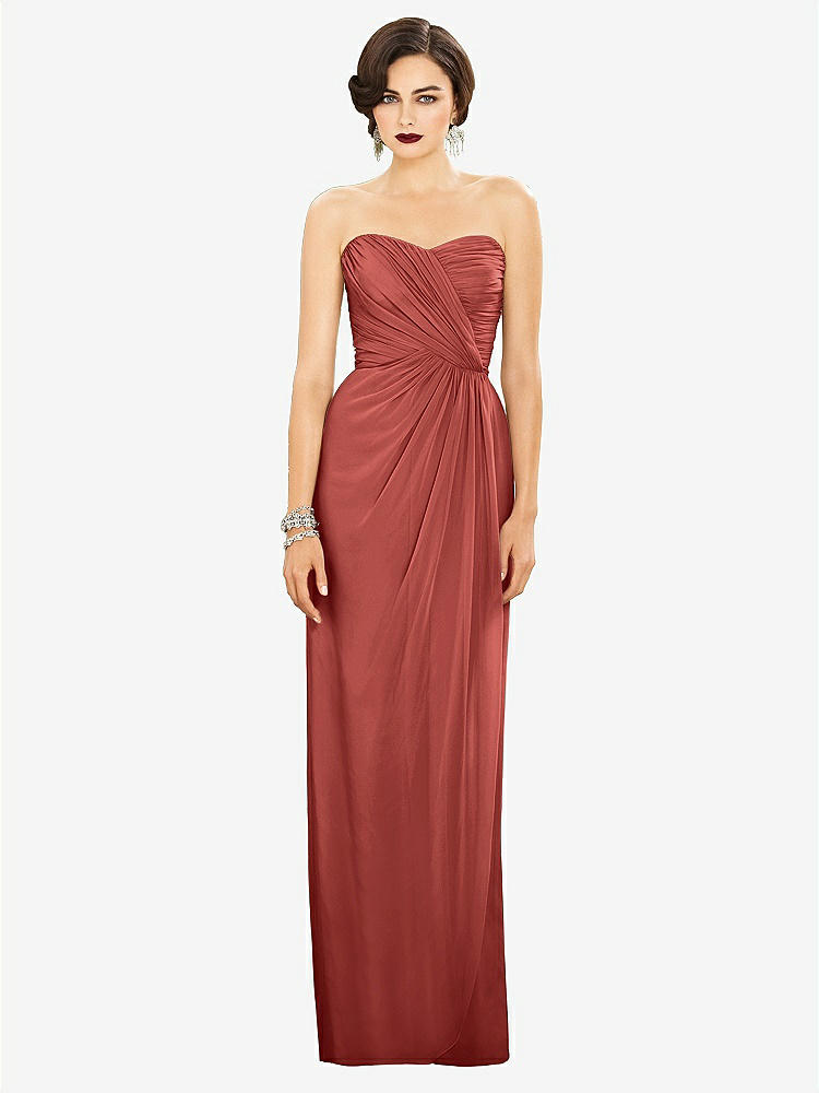 【STYLE: TH034】Strapless Draped Chiffon Maxi Dress - Lila【COLOR: Coral Pink】