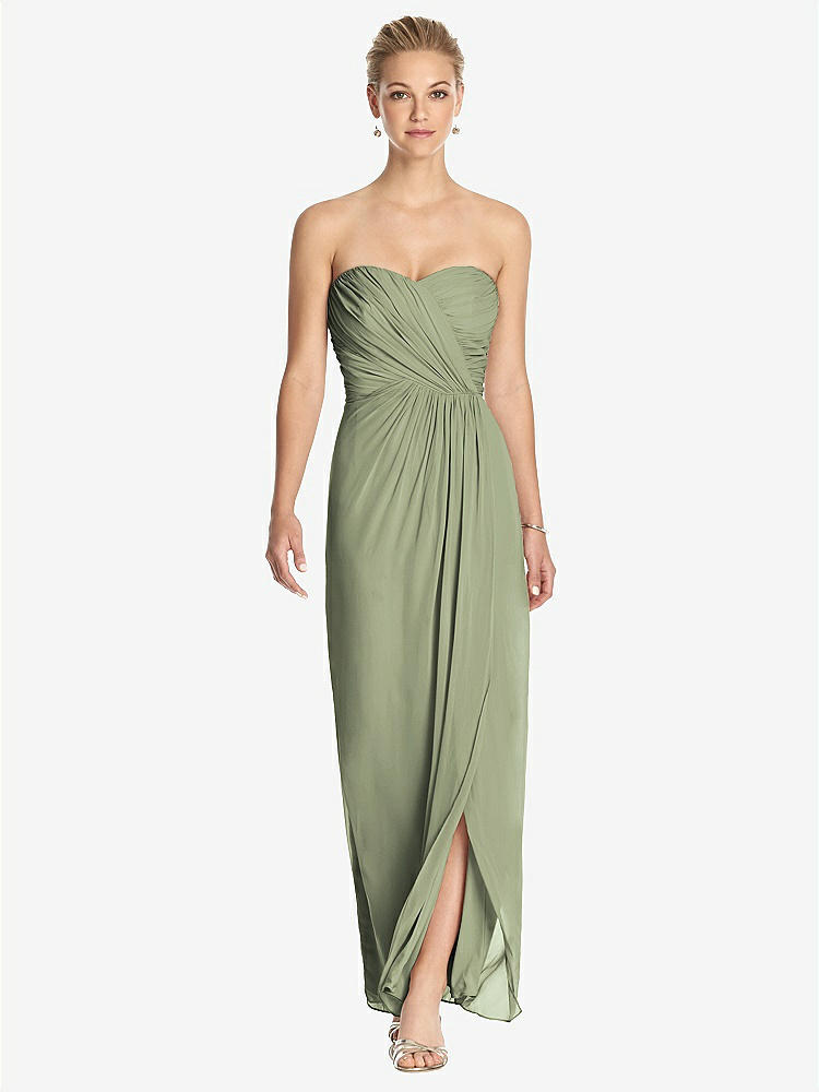 【STYLE: TH034】Strapless Draped Chiffon Maxi Dress - Lila【COLOR: Sage】