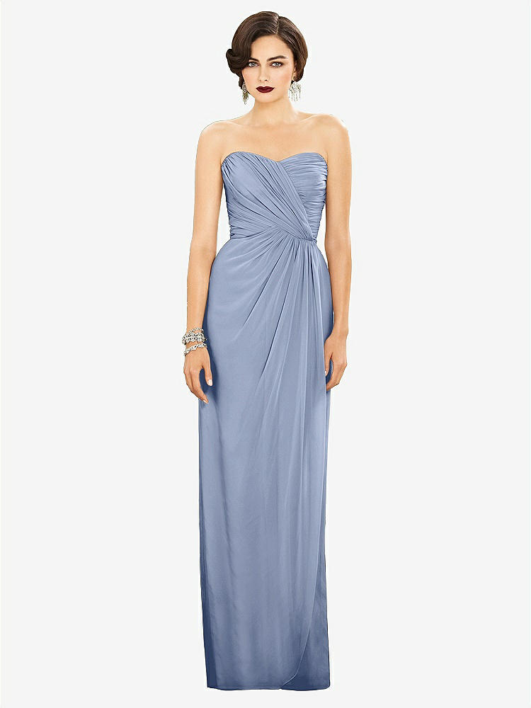 【STYLE: TH034】Strapless Draped Chiffon Maxi Dress - Lila【COLOR: Sky Blue】