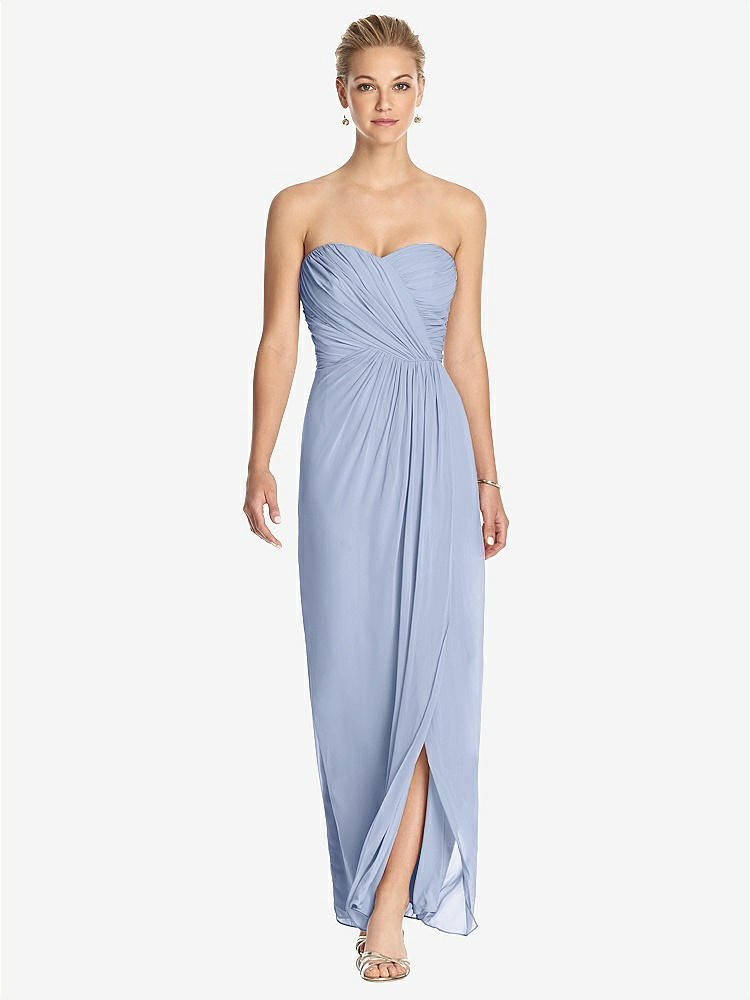 【STYLE: TH034】Strapless Draped Chiffon Maxi Dress - Lila【COLOR: Sky Blue】