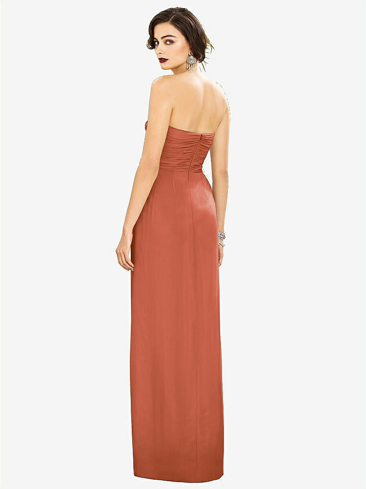 【STYLE: TH034】Strapless Draped Chiffon Maxi Dress - Lila【COLOR: Terracotta Copper】
